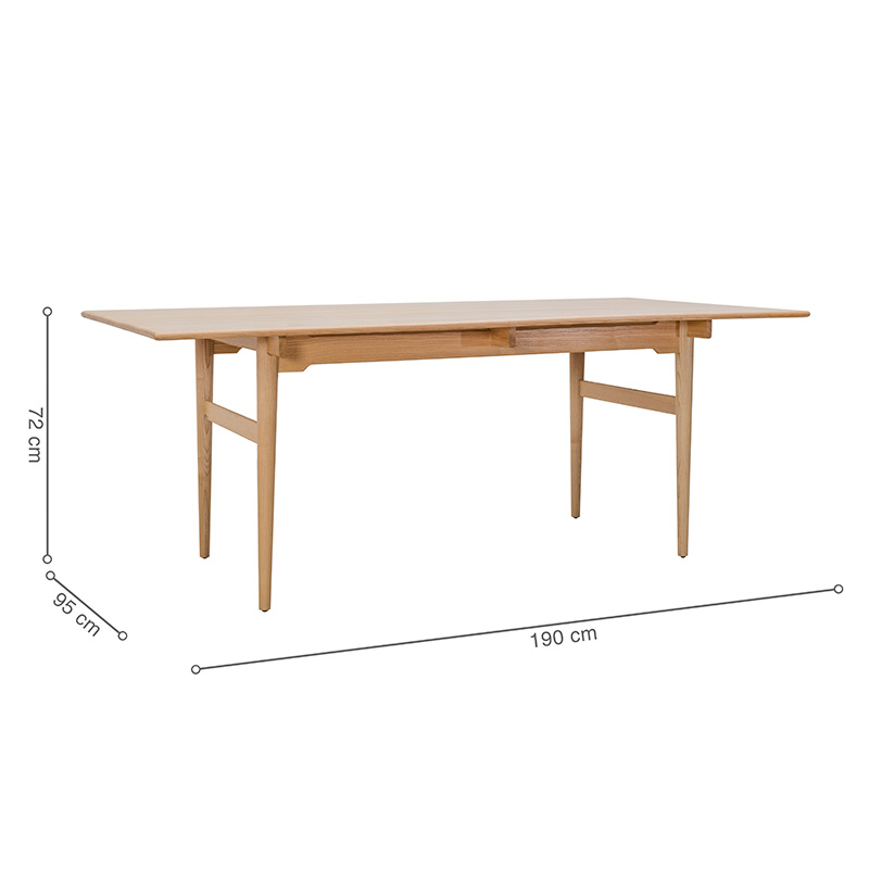 Kích thước bàn hình chữ nhật dài, thích hợp cho nhiều không gian khác nhau.
